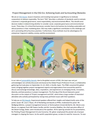 Project Management in the ESG Era 5.7.24