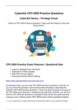 Fresh CyberArk CPC-SEN Practice Questions - 2024 Quick Preparation Materials