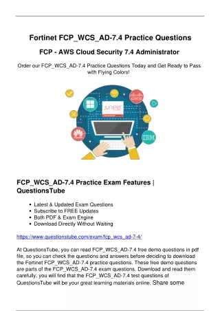 Fresh Fortinet FCP_WCS_AD-7.4 Practice Questions - Quick Preparation Materials