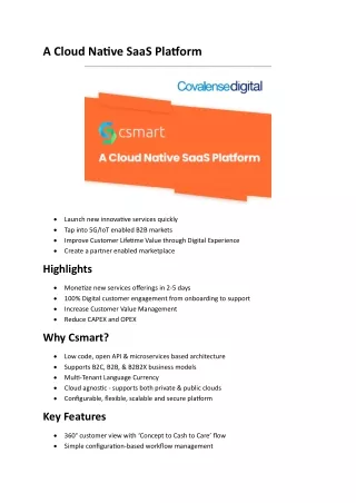 A Cloud Native SaaS Platform