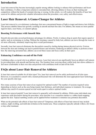 Laser Hair Removal for Athletes: Boost Performance and Confidence