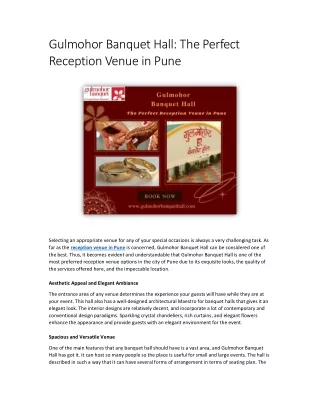 Gulmohor Banquet Hall The Perfect Reception Venue in Pune