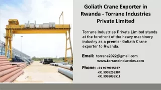 Goliath Crane Exporter in Rwanda  - Torrane Industries Private Limited