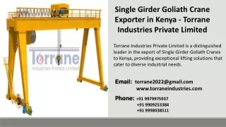 Single Girder Goliath Crane Exporter in Kenya - Torrane Industries Private Limit