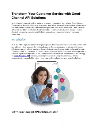 Transform Your Customer Service with OmniChannel API Solutions