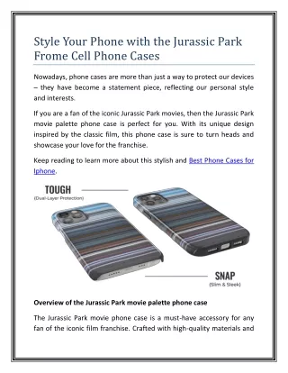 Style Your Phone with the Jurassic Park Frome Cell Phone Cases