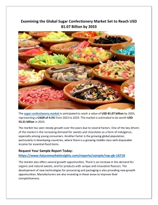 Sugar Confectionery Market: Expected to Attain USD 81.07 Billion by 2033
