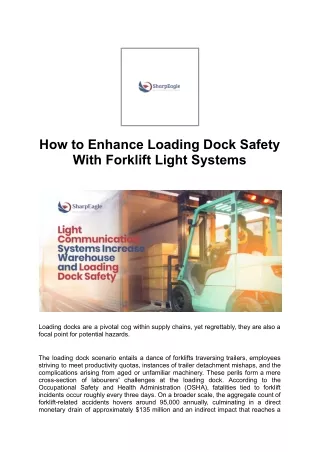 How to Enhance Loading Dock Safety With Forklift Light Systems