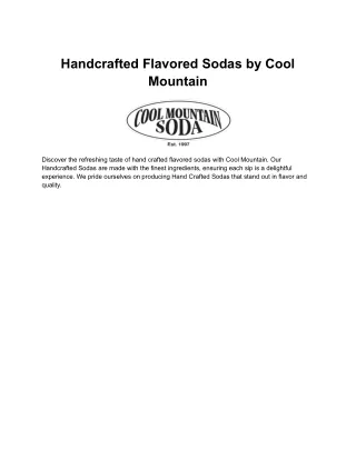 Handcrafted Flavored Sodas by Cool Mountain