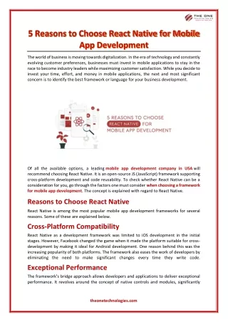 5 Reasons to Choose React Native for Mobile App Development