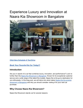 Experience Luxury and Innovation at Naara Kia Showroom in Bangalore