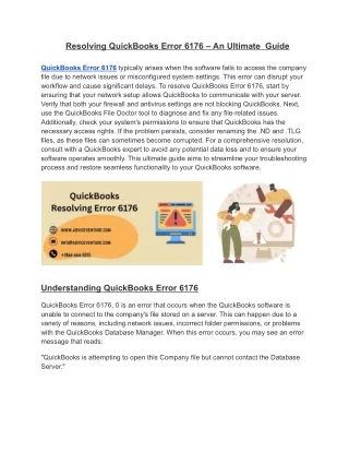 Resolving QuickBooks Error 6176 – An Ultimate  Guide