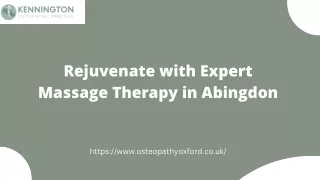 Rejuvenate with Expert Massage Therapy in Abingdon