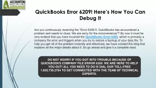 An easy method to resolve QuickBooks Desktop Error 6209