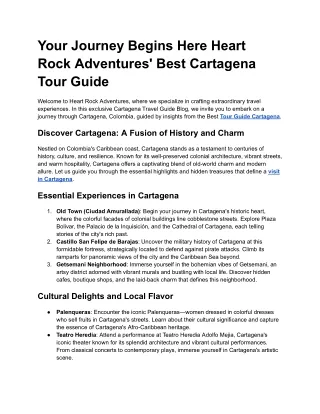 Your Journey Begins Here Heart Rock Adventures' Best Cartagena Tour Guide