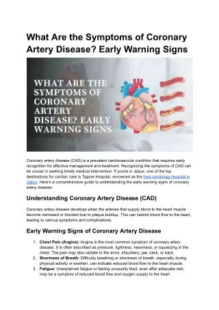 What Are the Symptoms of Coronary Artery Disease_ Early Warning Signs