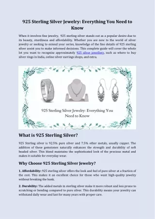 925 Sterling Silver Jewelry: Everything You Need to Know