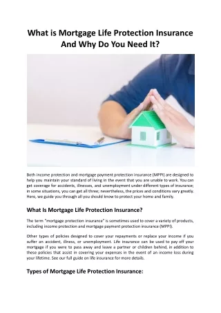 What is Mortgage Protection Insurance And Why You Need It - Mountview Financial