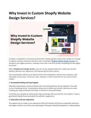 Why Invest in Custom Shopify Website Design Services?