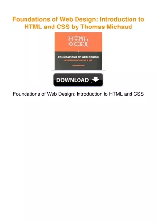Foundations of Web Design: Introduction to HTML and CSS by Thomas Michaud