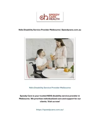 Ndis Disability Service Provider Melbourne | Speedycare.com.au
