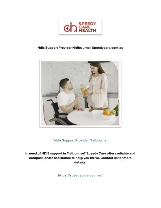 Ndis Support Provider Melbourne | Speedycare.com.au