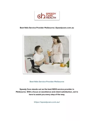 Best Ndis Service Provider Melbourne | Speedycare.com.au