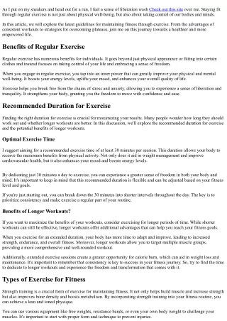 Keeping Fit With Regular Exercise: Latest Guidelines
