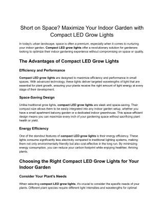 Short on Space_ Maximize Your Indoor Garden with Compact LED Grow Lights