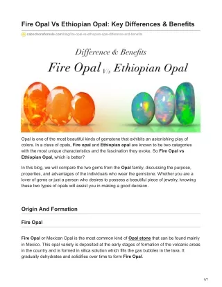 Fire Opal Vs Ethiopian Opal Key Differences  Benefits