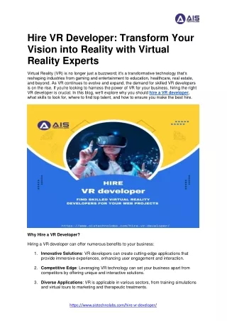 Hire VR developers