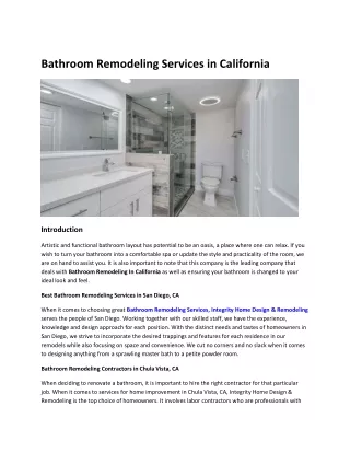 Bathroom remodeling services in California