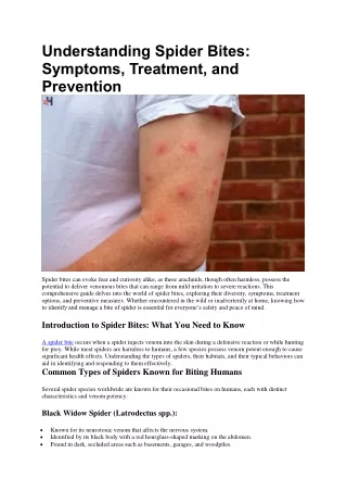Understanding Spider Bites