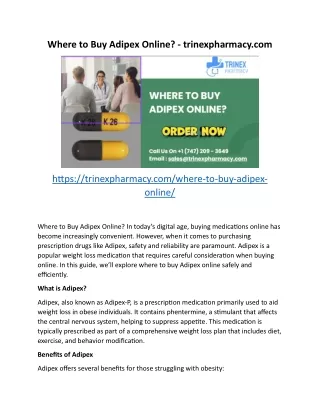 Where to Buy Adipex Online - trinexpharmacy.com