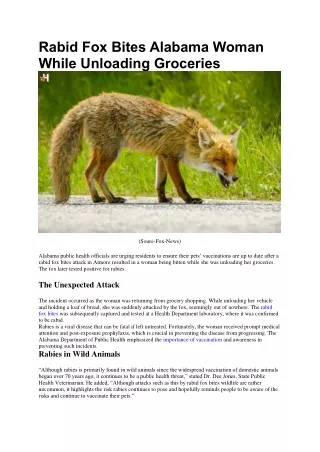 Rabid Fox Bites Alabama Woman While Unloading Groceries