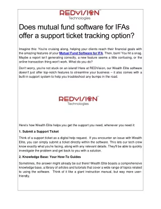 Does mutual fund software for IFAs offer a support ticket tracking option