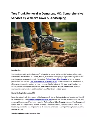 Tree Trunk Removal in Damascus, MD Comprehensive Services by Walker’s Lawn & Landscaping