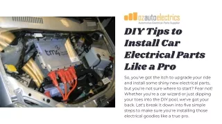 DIY Tips to Install Car Electrical Parts Like a Pro