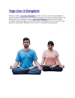Yoga class in Bangalore