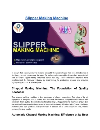 Slipper Making Machine