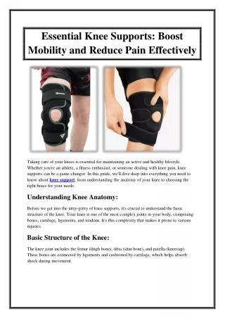 Essential Knee Supports Boost Mobility and Reduce Pain Effectively