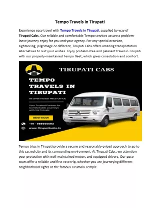 Tempo Travels in Tirupati