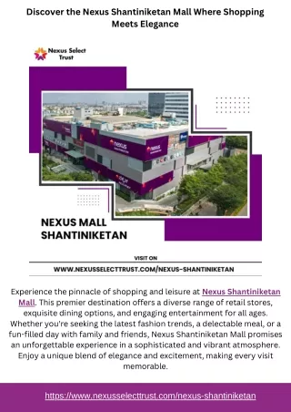 Discover the Nexus Shantiniketan Mall Where Shopping Meets Elegance