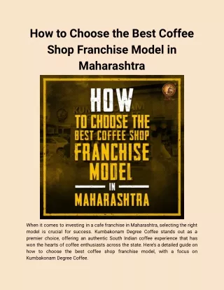 How to Choose the Best Coffee Shop Franchise Model in Maharashtra