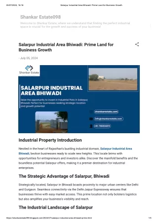 Salarpur Industrial Area Bhiwadi_ Prime Land for Business Growth