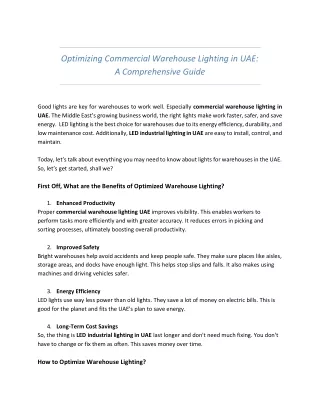 Optimizing Commercial Warehouse Lighting in UAE A Comprehensive Guide