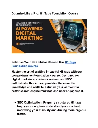 Optimize Like a Pro_ H1 Tags Foundation Course