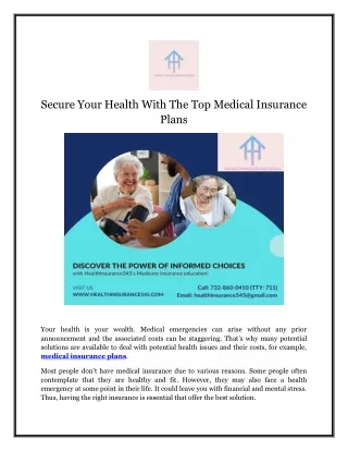 Secure Your Health With The Top Medical Insurance Plans