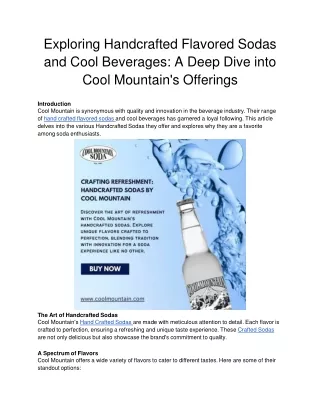 Exploring Handcrafted Flavored Sodas and Cool Beverages_A Deep Dive into Cool Mountain's Offerings