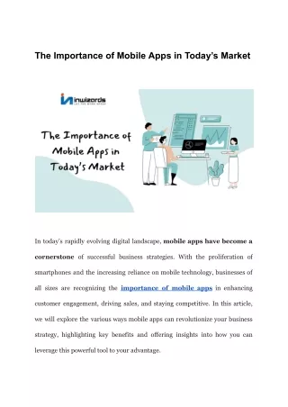 The Importance of Mobile Apps in Today’s  Business Market